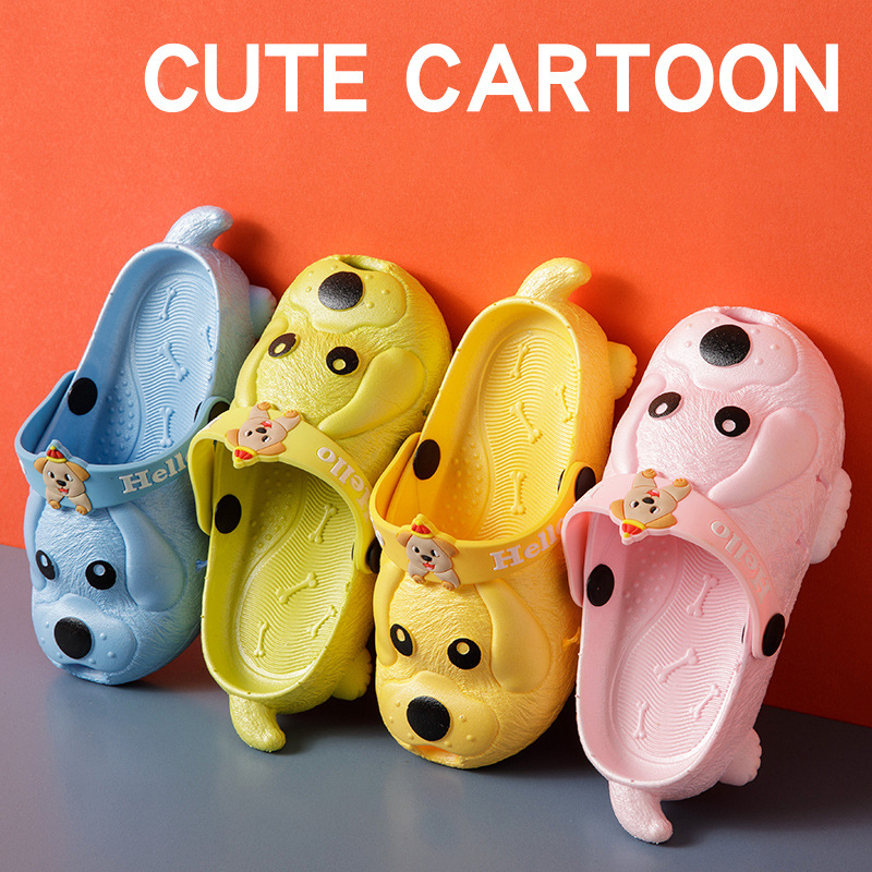 2022 New Style Dog Shape Children Summer Shoes Girls Boys Cork Sole Thick Flat Beach Kids Sandals Cartoon Kids Slippers Outdoor