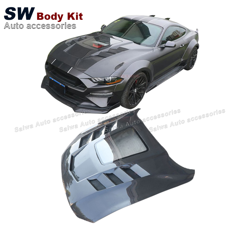 Прозрачный капот двигателя из углеродного волокна для Ford Mustang 2017-2022, крышка клапана двигателя для обновления