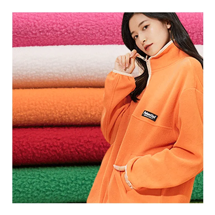 Customized Color 100 Polyester Double Side Brush One Side Anti Pilling Knit 180 Gsm Lamb Wool Recycled Fleece Fabric Polar