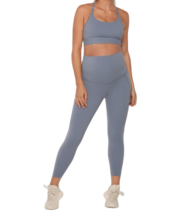 OEM ODM Soft Compression Nylon Pregnant Maternity Phone Pocket Ankle Leggings