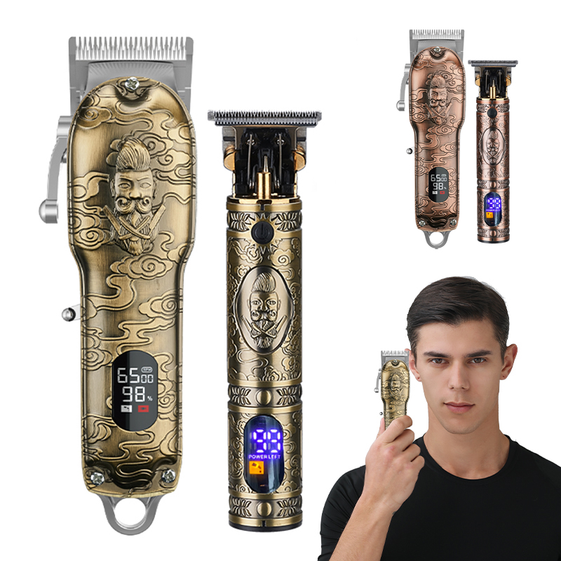 Resuxi Professional LED Display Barber Hair Trimmer Sets Cordless Hair Cut Clippers Machine