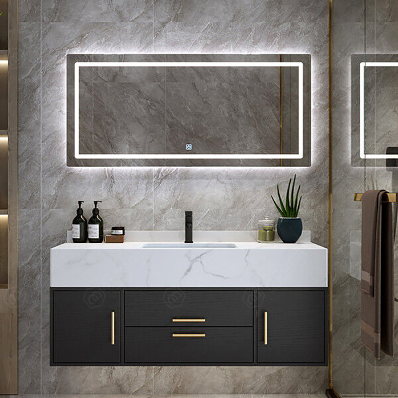 Foshan nice design antique black color cabinet plywood bathroom cabinet