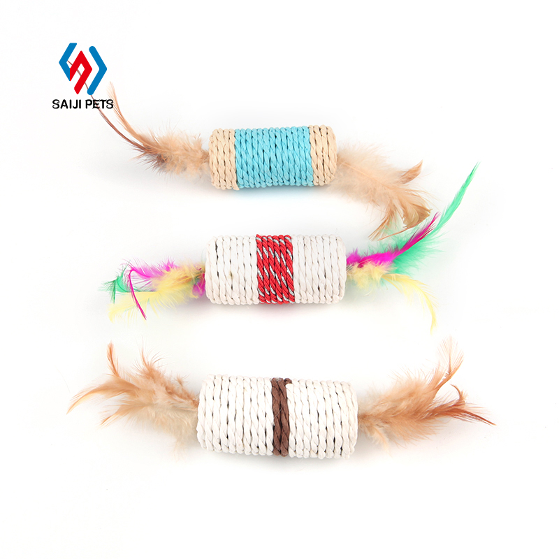 Saiji wholesale durable interactive feather wand funny cat toy