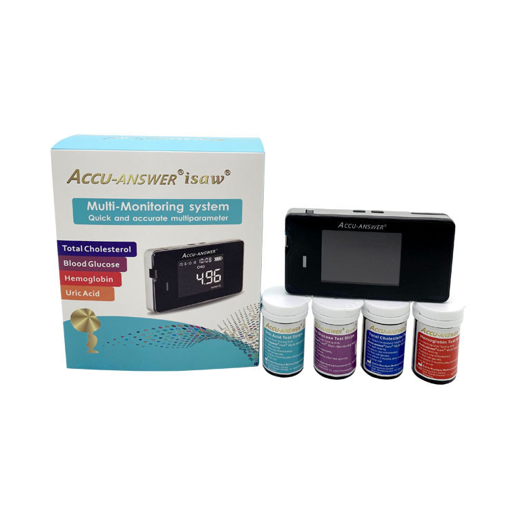 Accu Answer Isaw Glucometro Anemia 4 In 1 Test Kit Cholesterol Uric Acid Hemoglobin Blood Glucose Meter