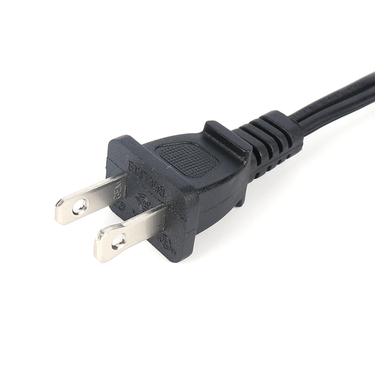 NEMA 1-15P штепсельная вилка 2 штырька США Тип поляризованный 125V AC 7A 18AWG 2-зубчатый шнур питания/кабель