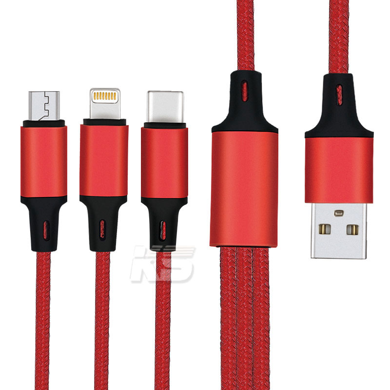Многофункциональные кабели зарядного устройства 1,2 м USB кабель с нейлоновой оплеткой Универсальный 3in1 USB кабель для мобильного телефона с разъемом Micro USB Type-C кабель 3A шнур для быстрой зарядки и передачи