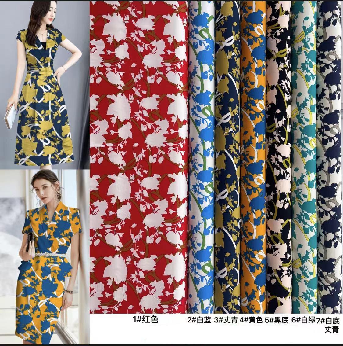 Factory Wholesale 45S 100% Rayon Abaya Fabric Woven Floral Printed Viscose for Women's Clothing Dress Shirts