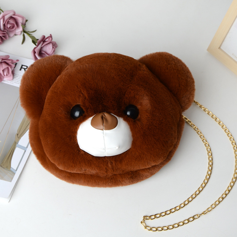 Faux fur brown color bear bag soft touching feeling hot sale with many colors