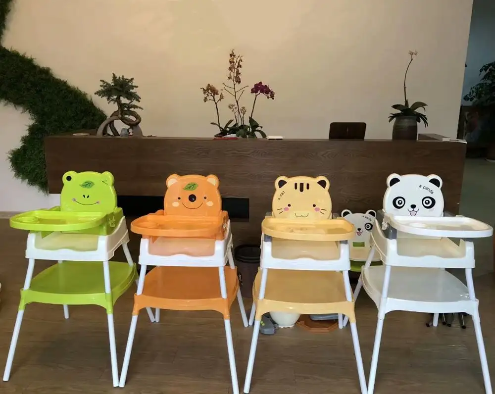 wholesale carton children cute lovely chair kid's feeding table and chairs baby plastic high feeding chair
