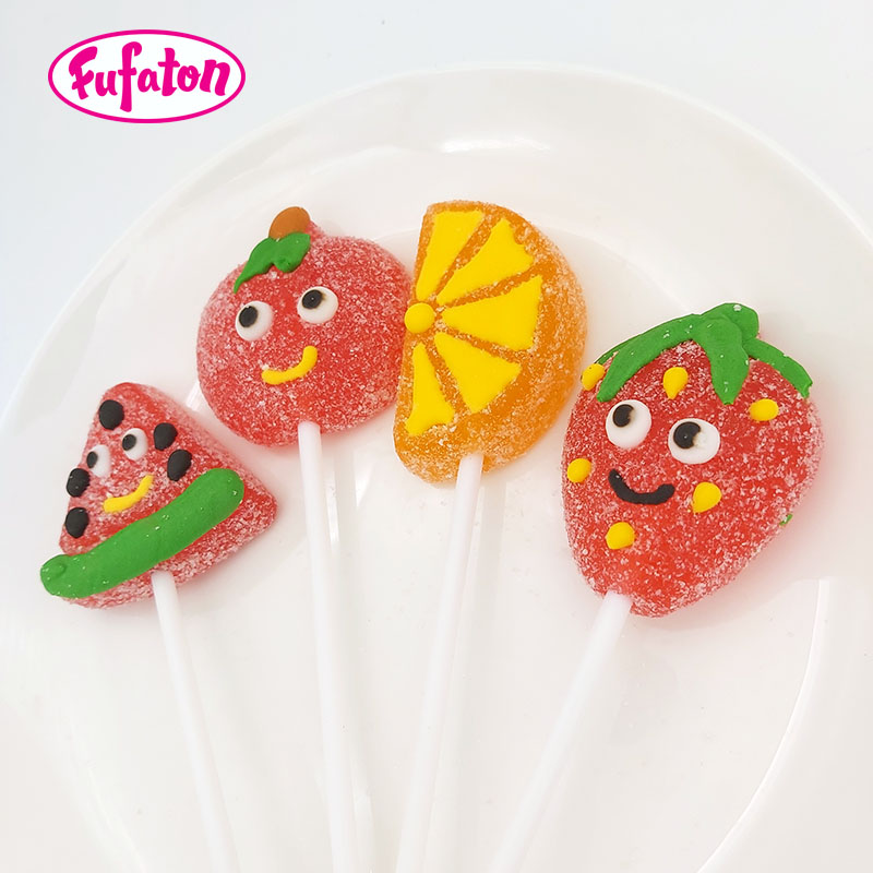 Красочные фрукты Yummy, мультяшная форма, пектин, желе, леденец, сладкое кислае желе, поп-конфеты