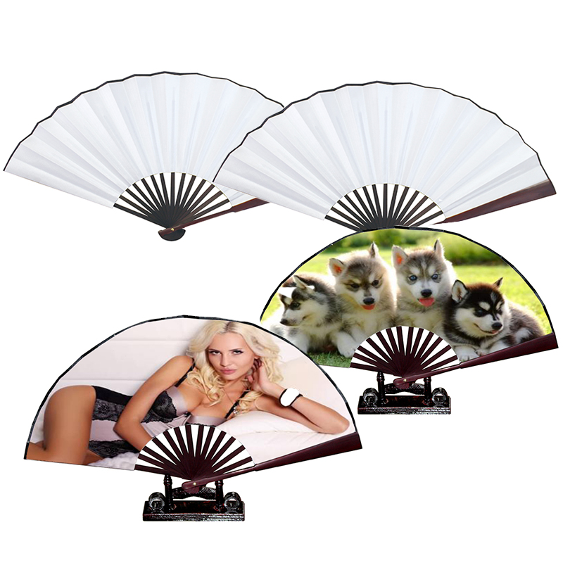 sublimation blanks bamboo hand Fans 8 inch for heat press machine printing