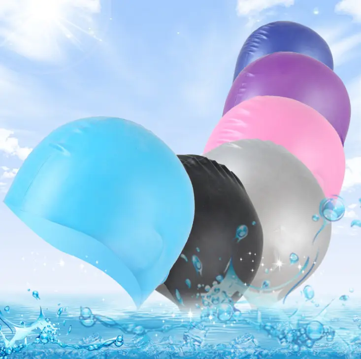 Wholesale Adult Multicolor Custom Printing Eco-friendly Waterproof Silicone Swimming Cap Swim Hat