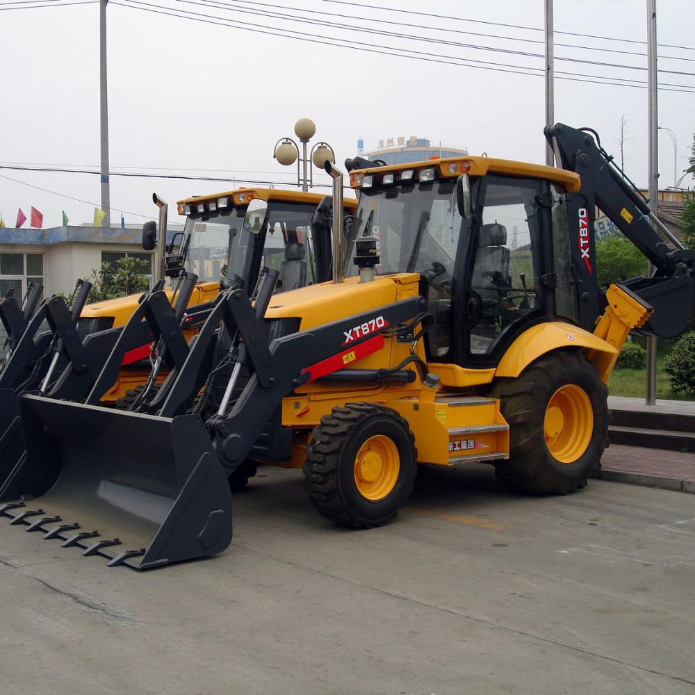Маленький китайский экскаватор-погрузчик XCMG 3 тонны XT870, фронтальный погрузчик и экскаватор