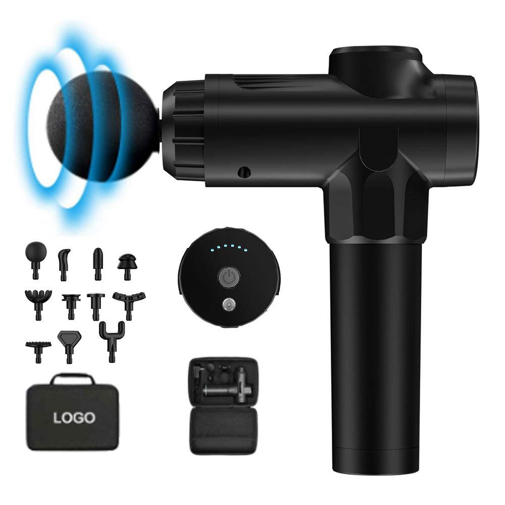 2021 Hand Held Cordless Sports Fascia Gun Muscle Massage Gun 9 Heads Low Noise Massage Gun
