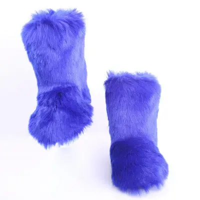 factory wholesale winter warm anti slip outdoor women shoes girl's faux fox fur colorful plush snow boots