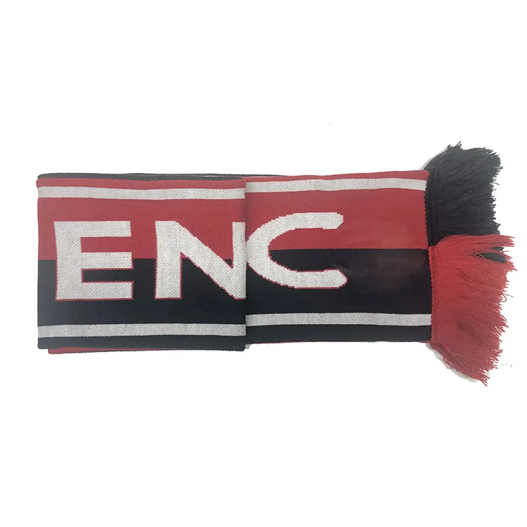 Acrylic high quality football soccer fan knitted scarf with team logo