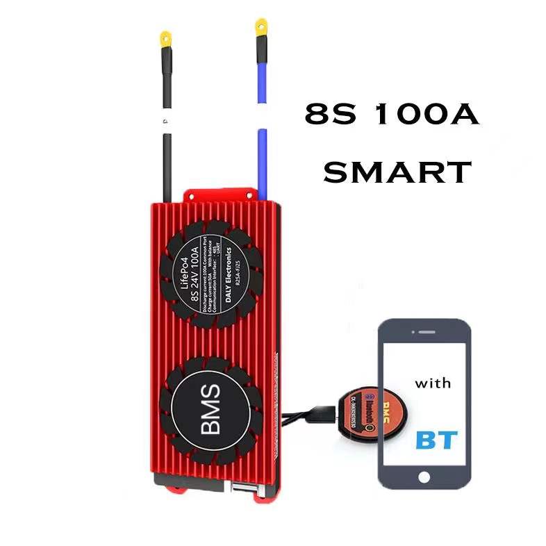 Waterproof Smart BMS 8S 24V 100A LiFePo4 With BT Function and Excellent Heat Dissipation