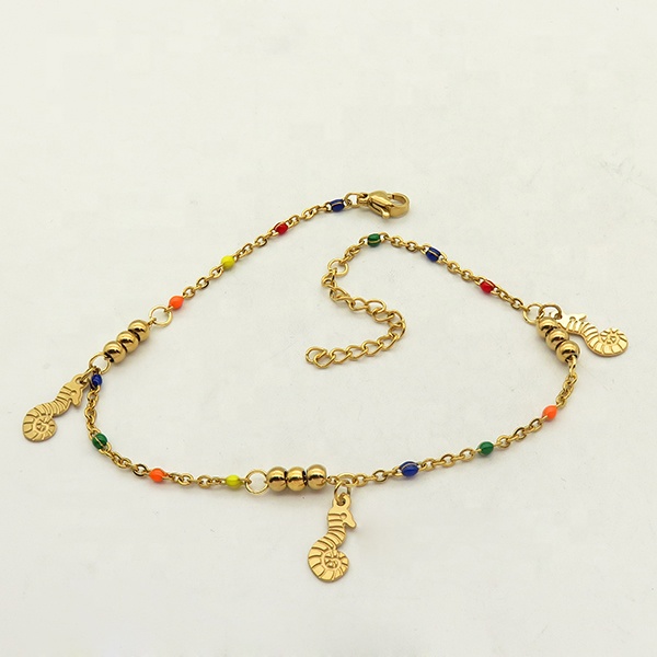 Wholesale Colorful Bead Handmade Stainless Steel Jewelry Anklet