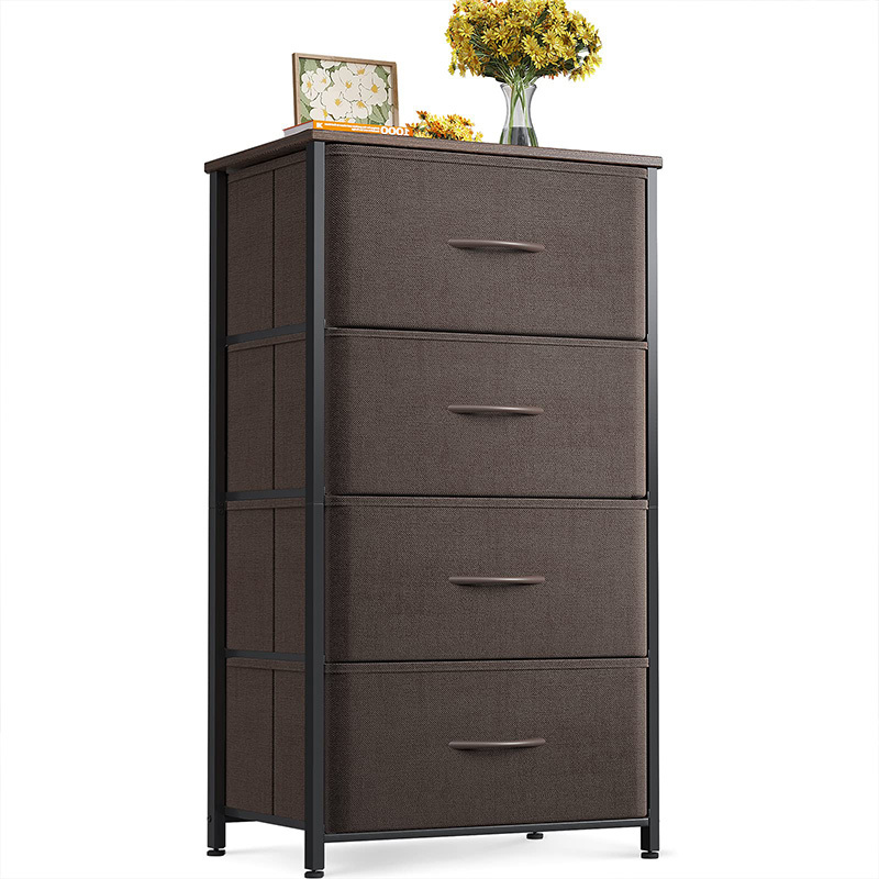 Custom Dresser for Bedroom with 4 Storage Drawers Small Dresser Chest of Drawers Fabric Dresser with Sturdy Steel Frame
