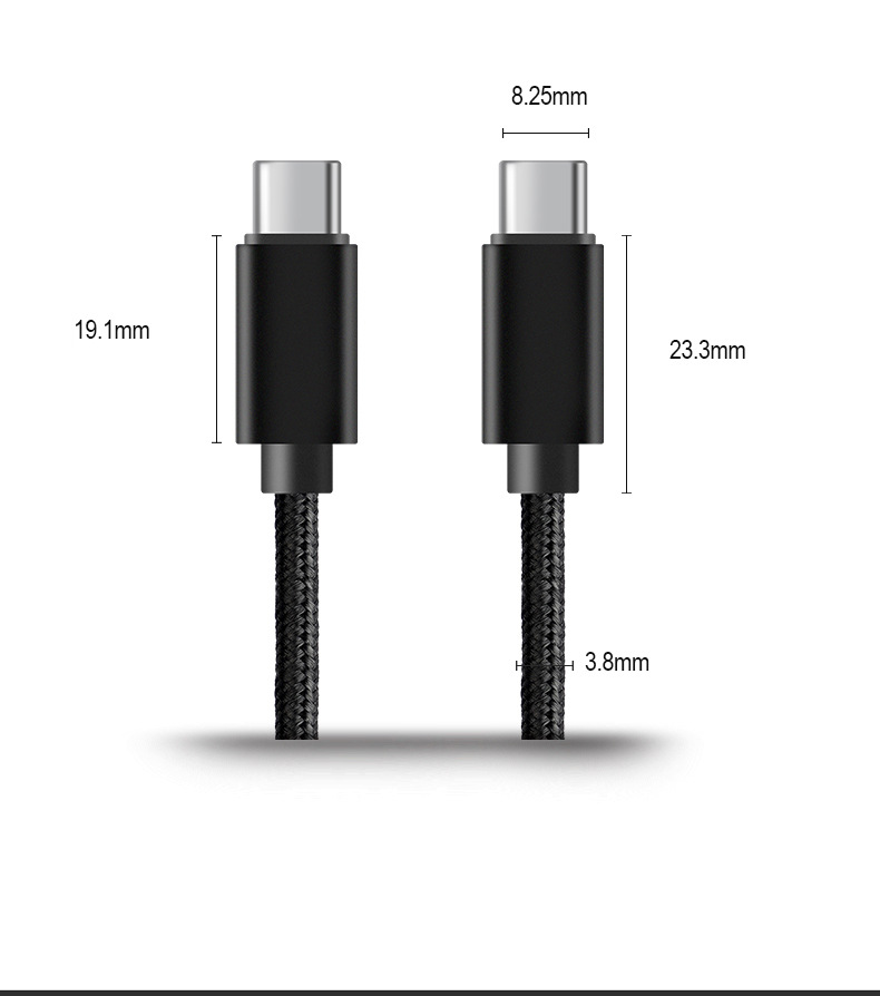 Нейлоновый плетеный кабель PD 65 Вт QC3.0 Type C для быстрого Usb Type C под заказ