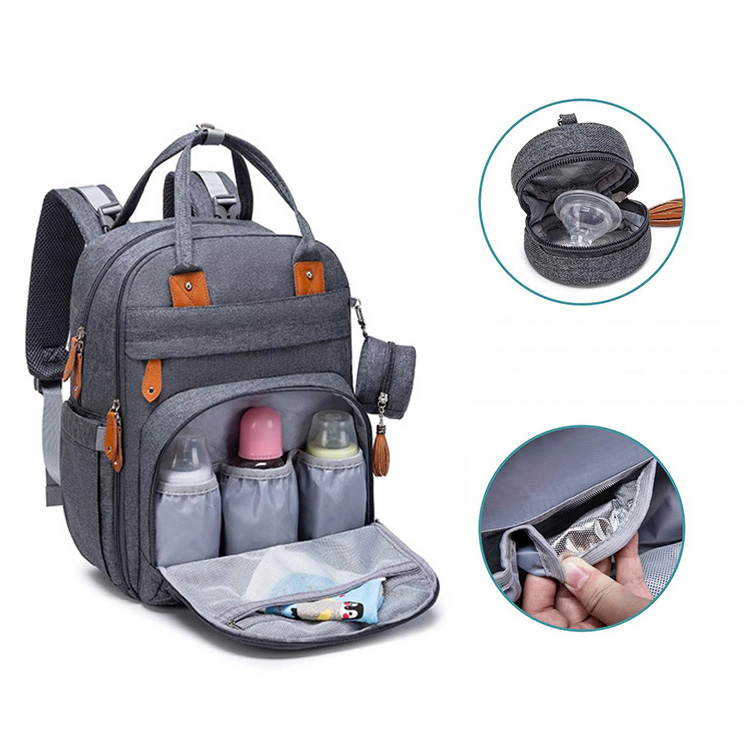 AZB514 Multi Fuction Bolsa de momia Baby Changing Pad Diaper Bag Organizer Nappy Bag Mummy Backpack With Tissue Pocket