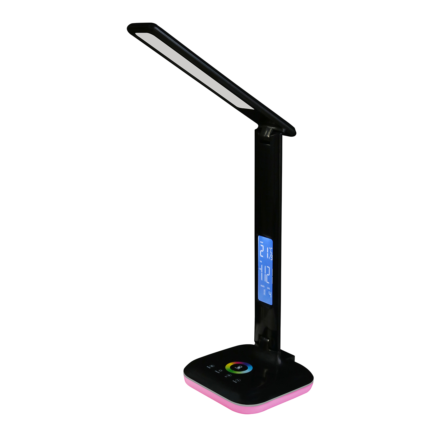 Modern 5 Step Touch Dimmer Color changing 7W Eye projection Clock Alarm Calendar Thermometer LED Table Lamp