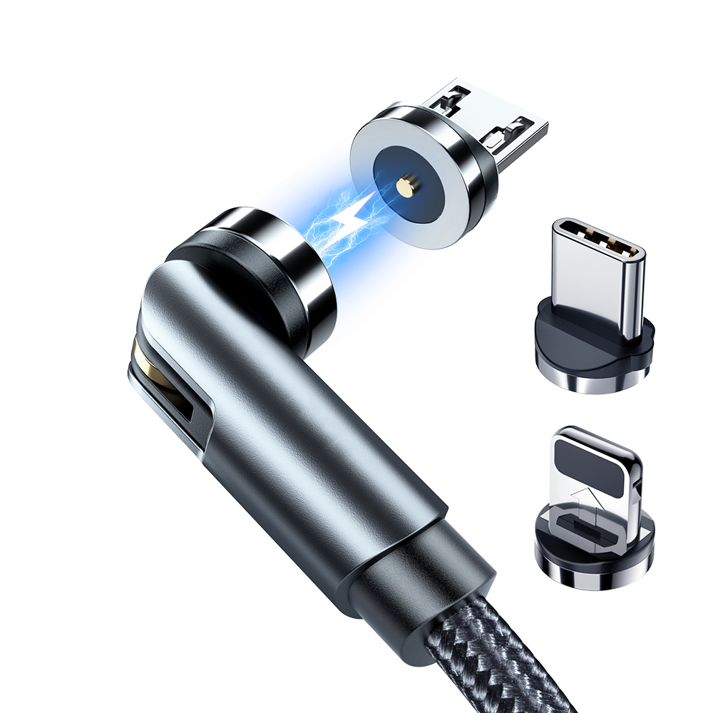 540 degree rotating Phone charger 3 in 1 L shape & straight use 3A fast Charging data Cable
