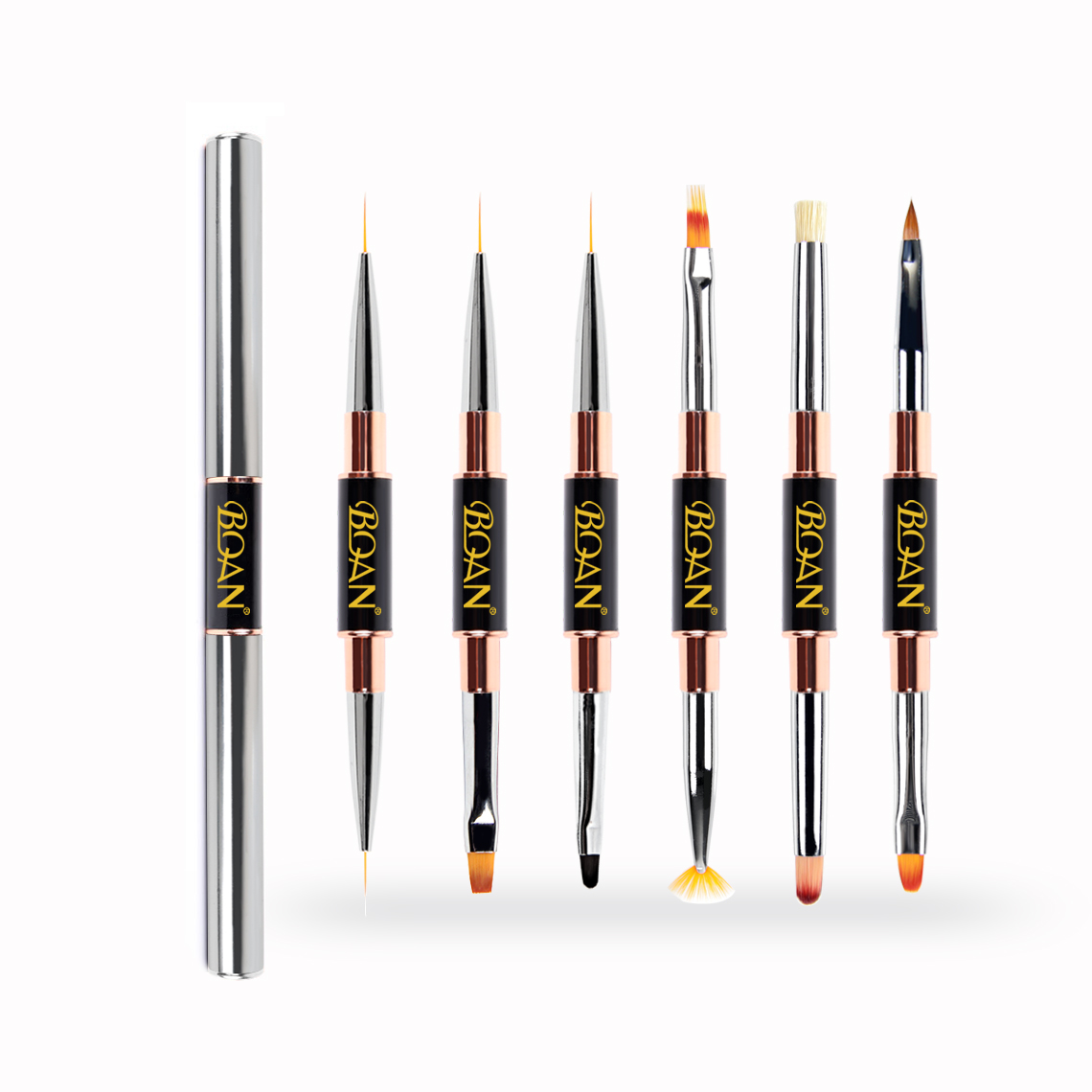 BQAN Double Tips Professional Gel Art Nail Brush 7pcs/set Nylon Hair Gel Brush Set