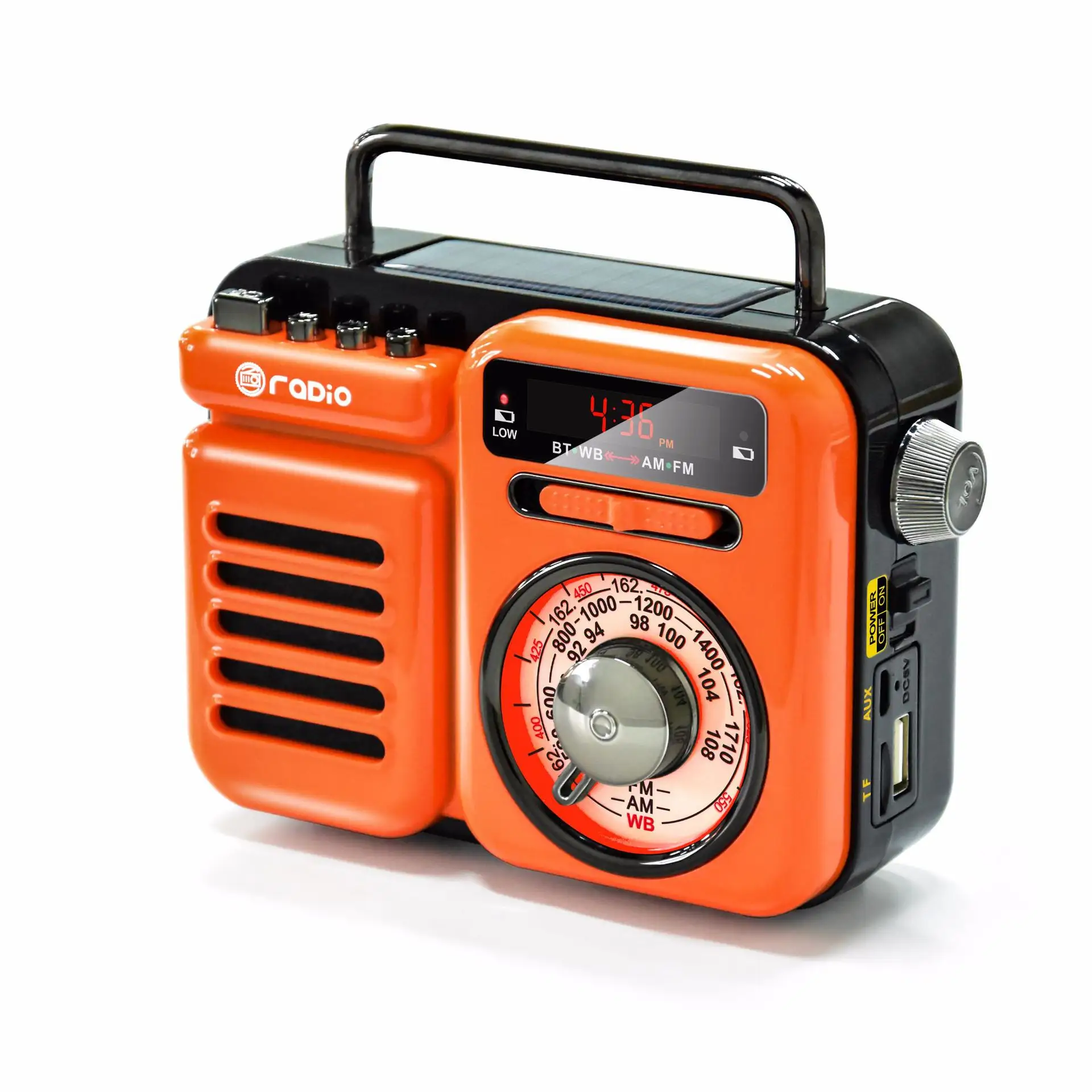 Portable Dynamo Radios Solar Emergency FM AM SW Radio Flashlight SOS Wireless Bt Retro Speaker