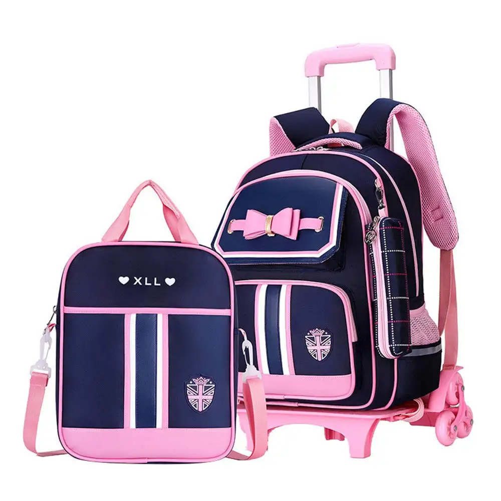 Pupil Backpack Bag School Luminous Oxford Backpack Children Kids Trolley School Bag With Wheels