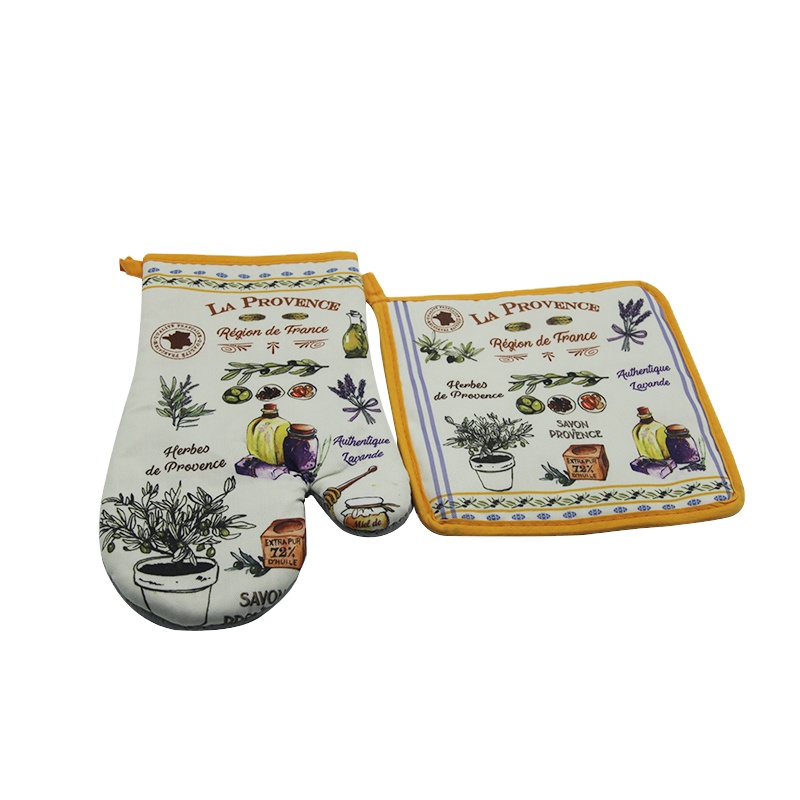 Wholesale 100% cotton printing heat resistant oven mitts and pot holder