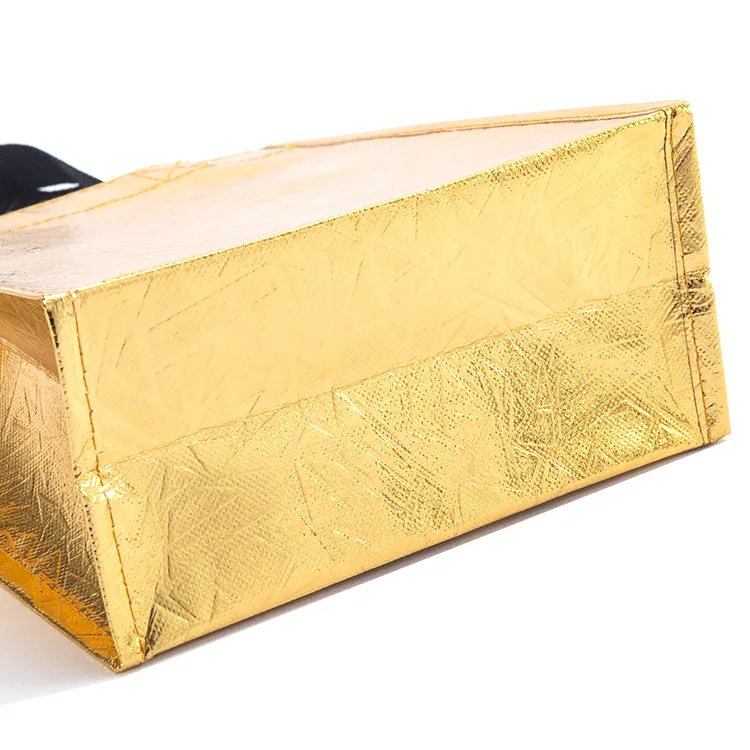 Custom high quality metallic gold lamination flat gift shopping tote bag