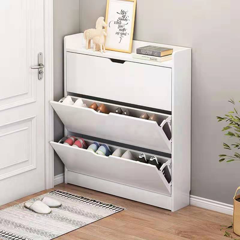 Modern High Gloss White 3-Tier Wood Shoe Rack 50 Pair Shoe Rack Shelf Storage Closet Organizer Cabinet