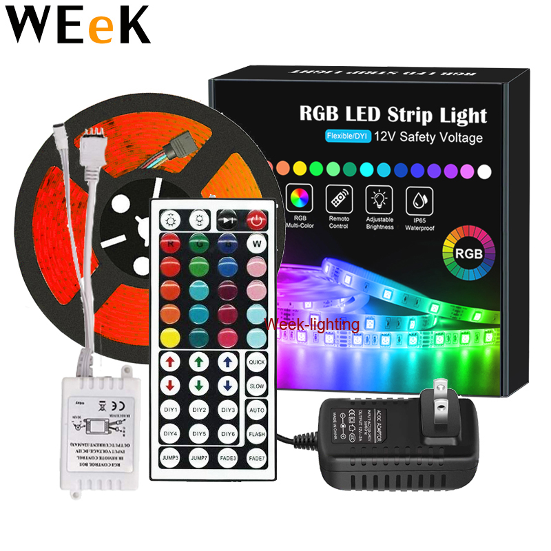 Цветная (RGB) Светодиодная лента с usb-питанием RGB 5050 SMD гибкая лента Светодиодная лента RGB 5 м ленты LED диод DC 12V адаптер Пульт дистанционного управления