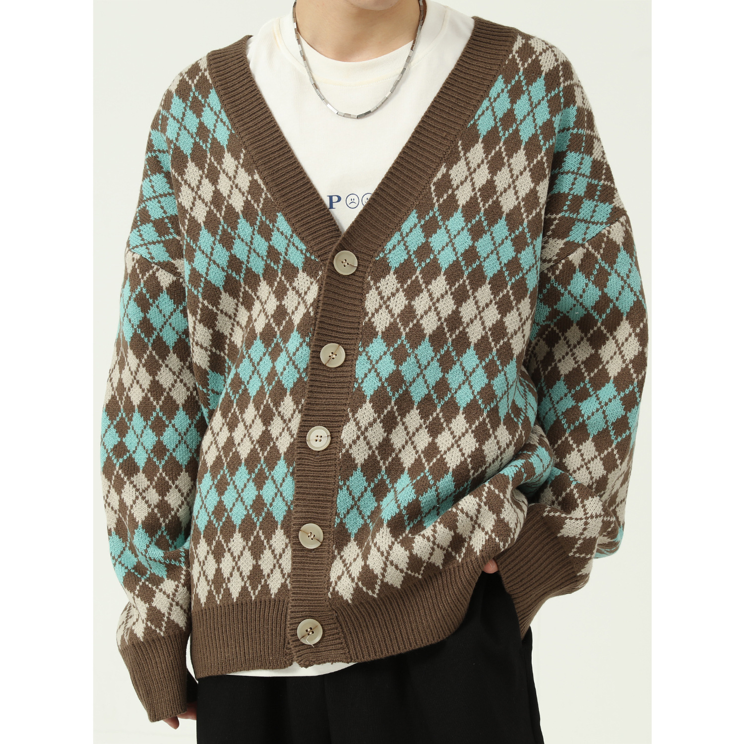 Korean Style Custom Men Knitted Casual Long Sleeve Cardigan Sweater V Neck Men's Cardigan Knitted Sweater
