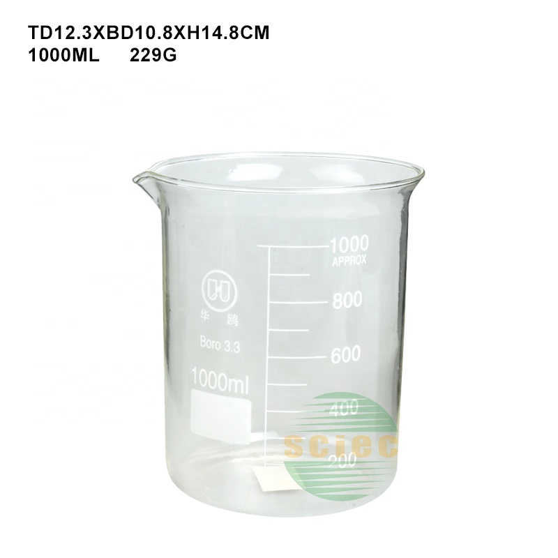 round laboratory glass beaker 1L