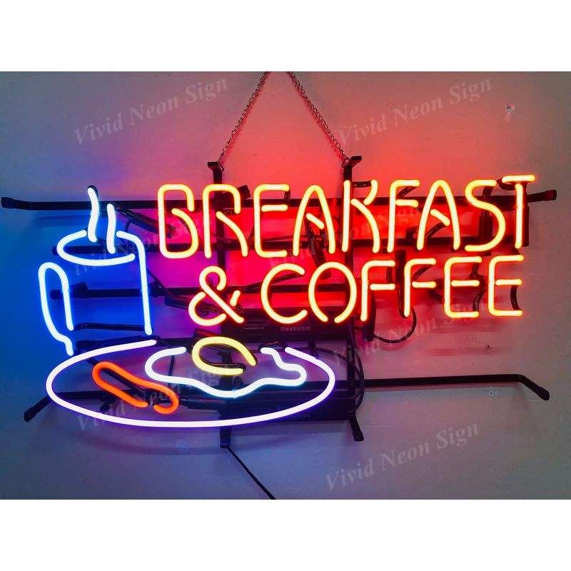 Wholesale best seller glass tube fashion neon light decorative Breakfast Coffee Neon Sign 24"