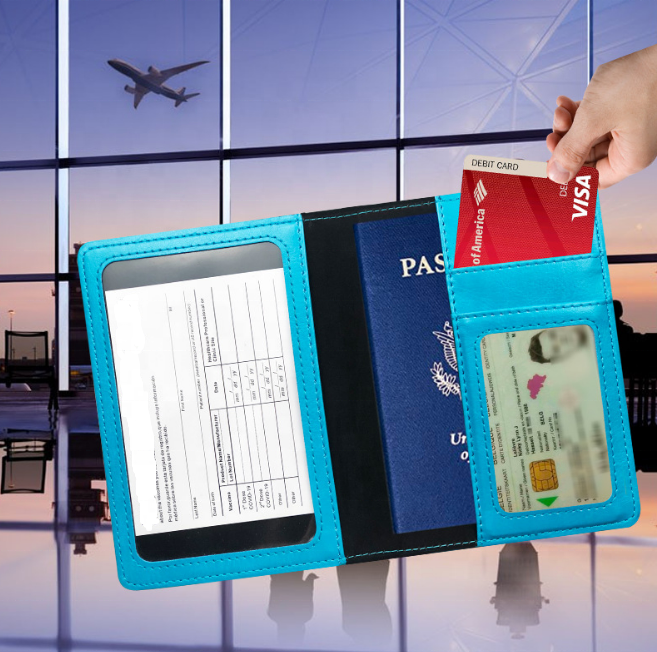 Boshiho Hot Sale Custom Pu Leather Travel Credit Card Protector Vaccine Cards Holder