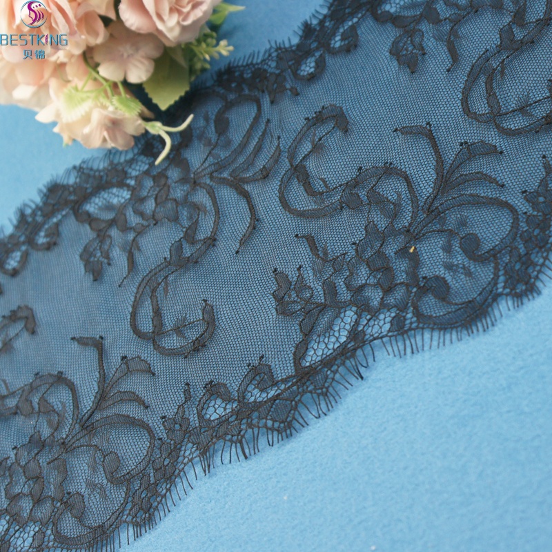 Lace Trim 100% Nylon Eyelash Lace Trim Rigid Chantilly Eyelash