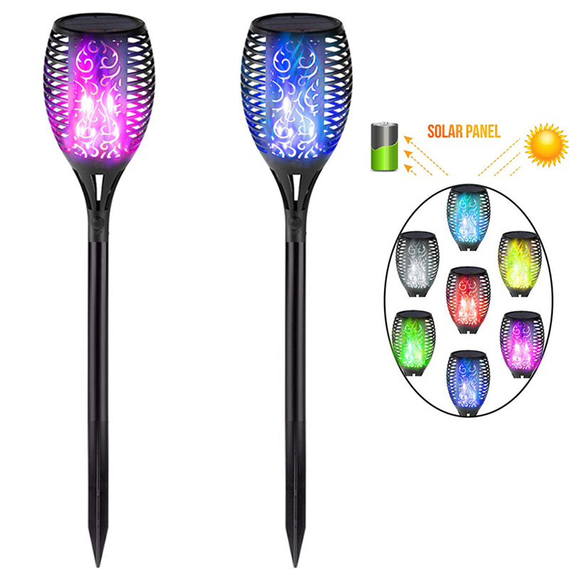 2021 New LED Solar Flame Light Torch Lamp Landscape Flickering Waterproof Garden Decor Lawn Lamp