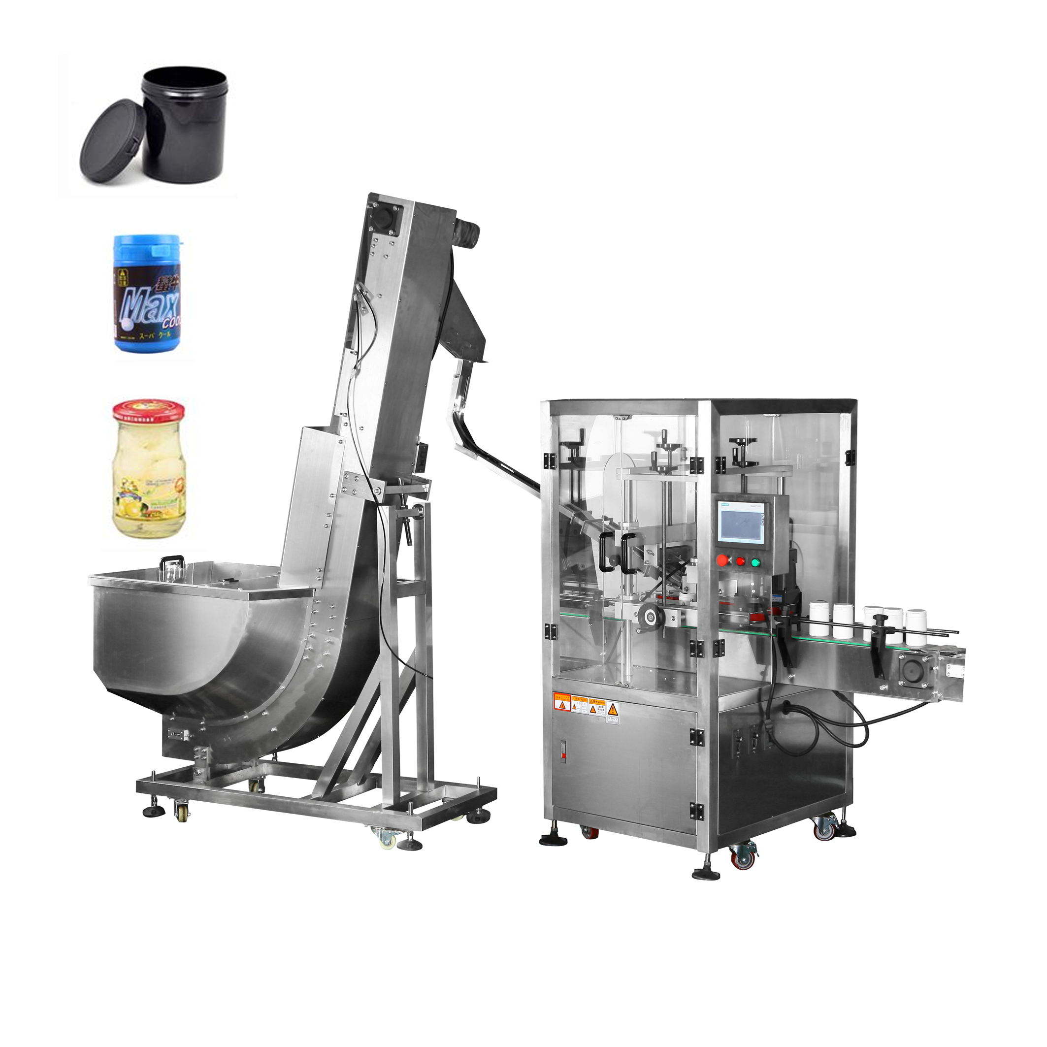 Full automatic capping machine with lid feeder, high speed capping machine for pet bottle