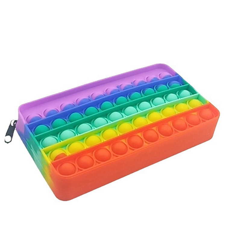2021 new silicone push bubble popper fidget toy pencil case