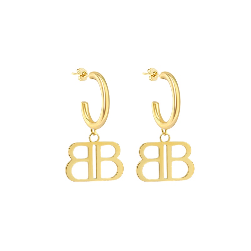 New Arrival 18K Plated Gold B Word Earrings Necklace Set Jewelry Women