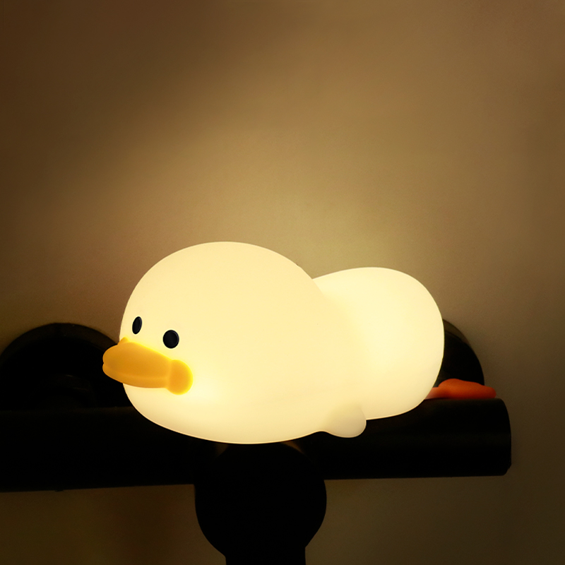 Children's Bedroom LED Night Light Cartoon Silicone Penguin Duck Bedside Decorative Sleep Lamp Touch Sensitive Night Light