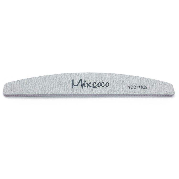 Mixcoco 100/180/240 custom logo printed half moon nail file professional polishing nail file