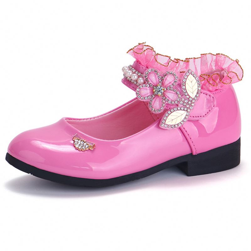 SANMAO Wholesale girl sweet diamond flower children's dress shoes girls' piano performance shoes