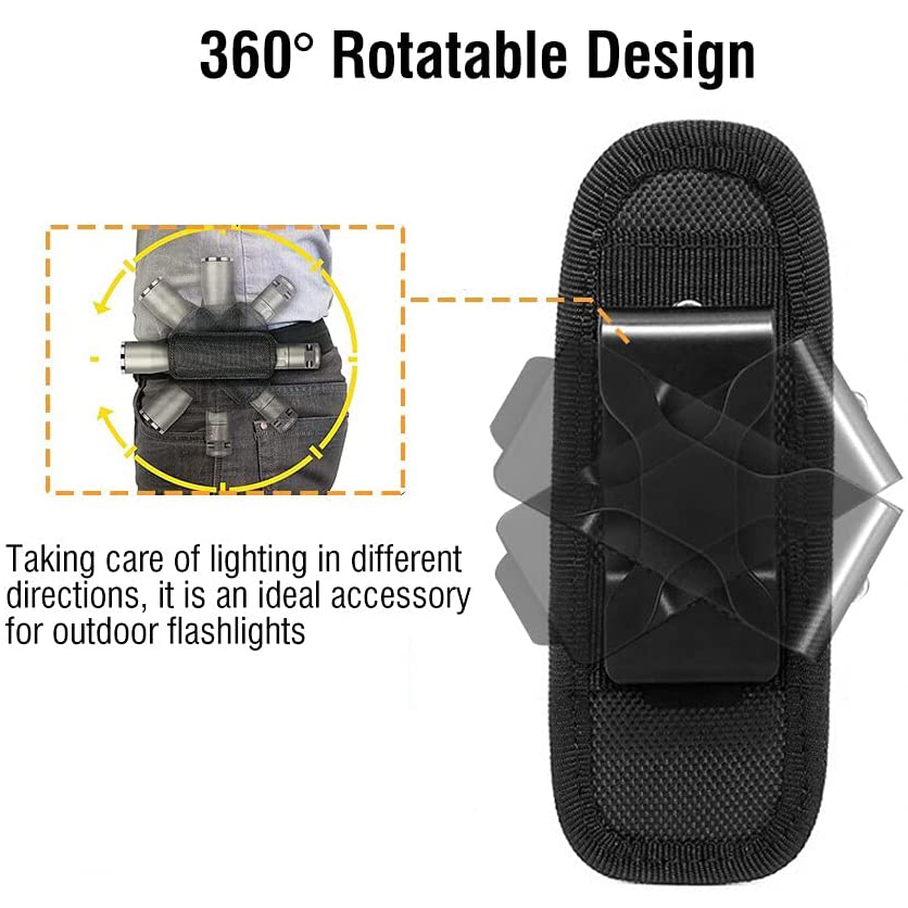 Custom Molle Tactical Flashlight Pouch With 360 Degrees Rotatable Flashlight Holster For Hunting
