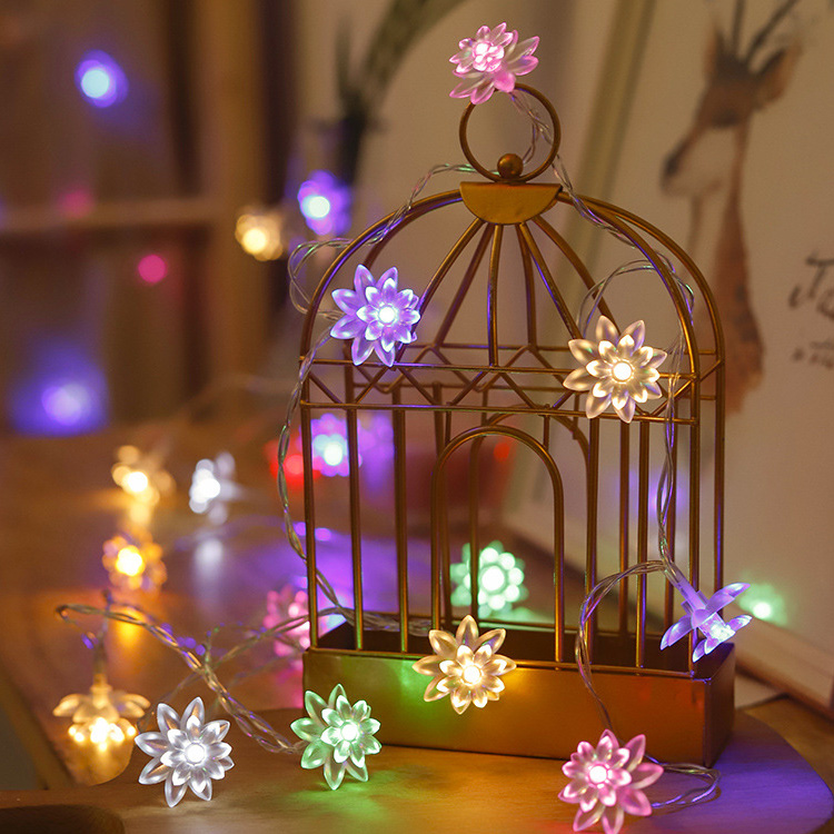 Solar Powered 30 Led Pvc Lotus String Light Garden Path Yard Outdoor Led Smart String Lights Waterproof Wall