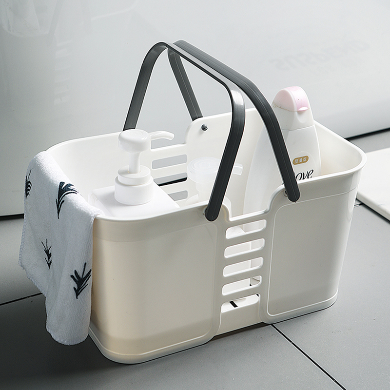 Younai Plastic Storage Basket with Handles, Shower Caddy Tote Portable Storage Bins for Bathroom,Bedroom, White
