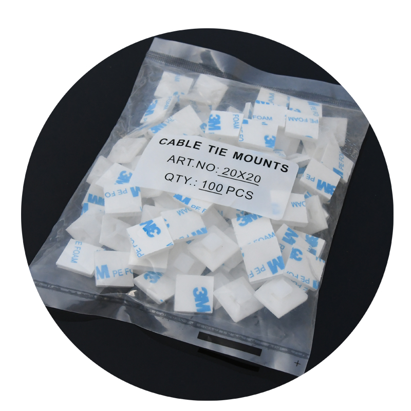 High Quality 30*30 mm Self Adhesive Cable Tie Mounts Magnetic Cable Ties Mount